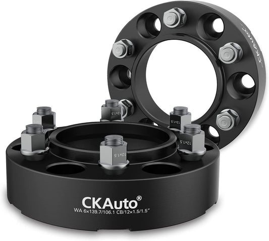 2 Pack 6X5.5 Hub Centric Wheel Spacers, 1.50" 6X139.7Mm Wheel Spacers, 106.1Mm Center Bore with M12X1.5 Studs