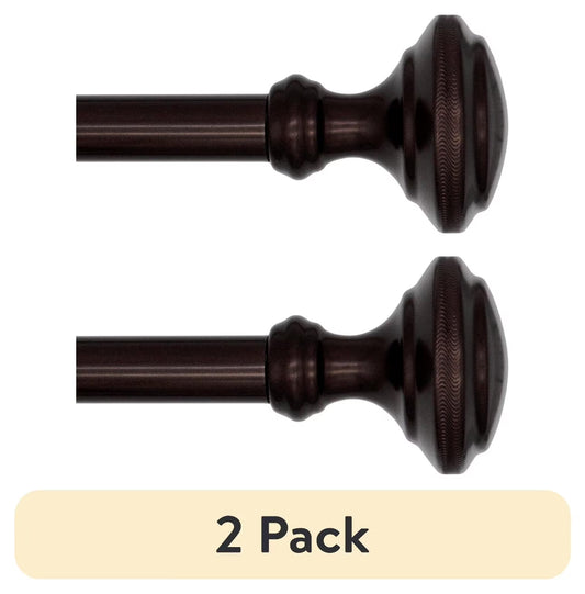 (2 Pack)  3/4 Inch Bronze Knob, 30 to 84 Width, Single Curtain Rod Set