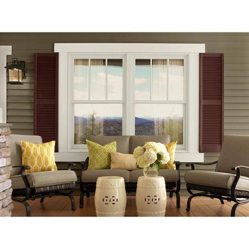15 In. X 39 In. Open Louvered Polypropylene Shutters Pair in Terra Brown