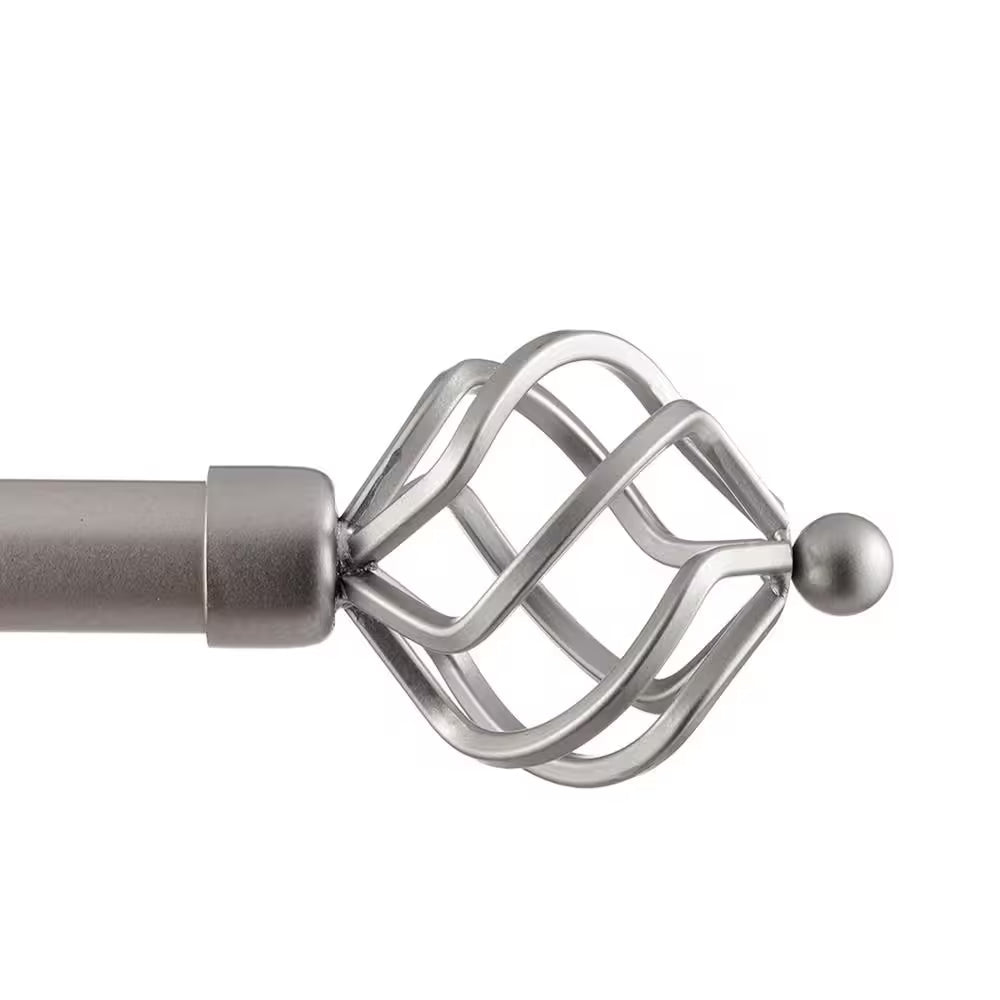 Torch 36 In. - 72 In. Adjustable 1 In. Single Curtain Rod Kit in Matte Silver with Finial