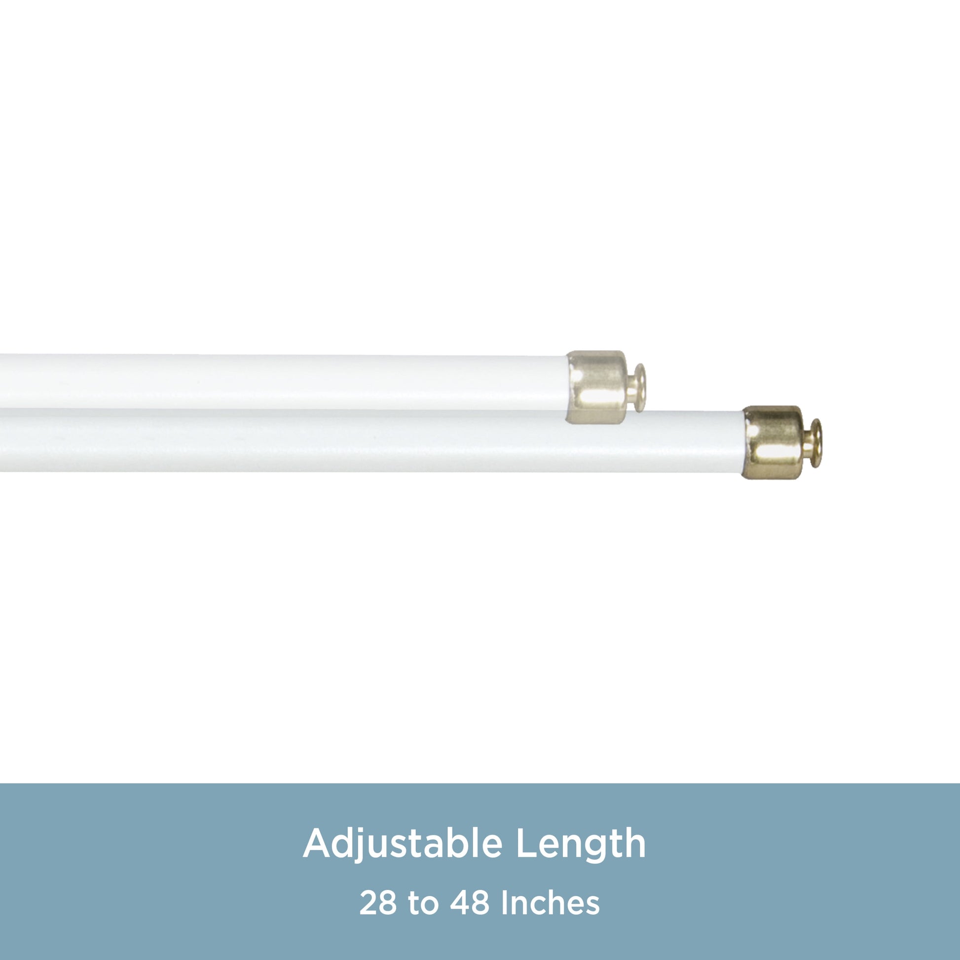 7/16" round Sash Curtain Rod, 28-48", 1" Clearance, White