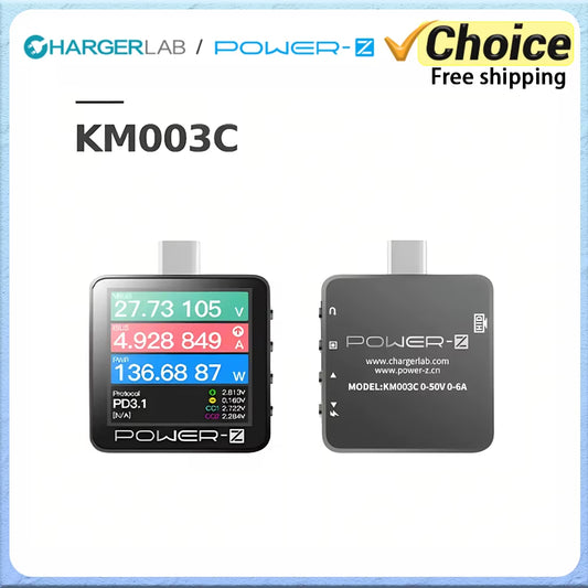 Power-Z KM003C Portable Type-C Fast Charging Tester PD3.1 QC5.0 240W Mxa Digital Voltmeter & Ammeter Power Bank Tester