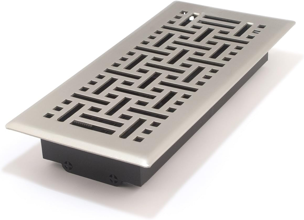 AMFRSNB614 Wicker Design Floor Register, Satin Nickel, 6" X 14"