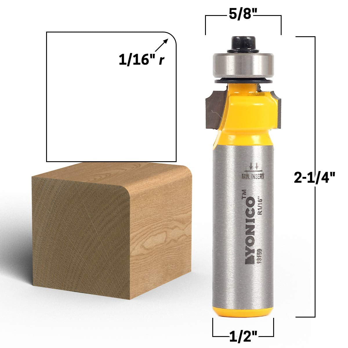 13159 1/16-Inch Radius round over Edge Forming Router Bit 1/2-Inch Shank