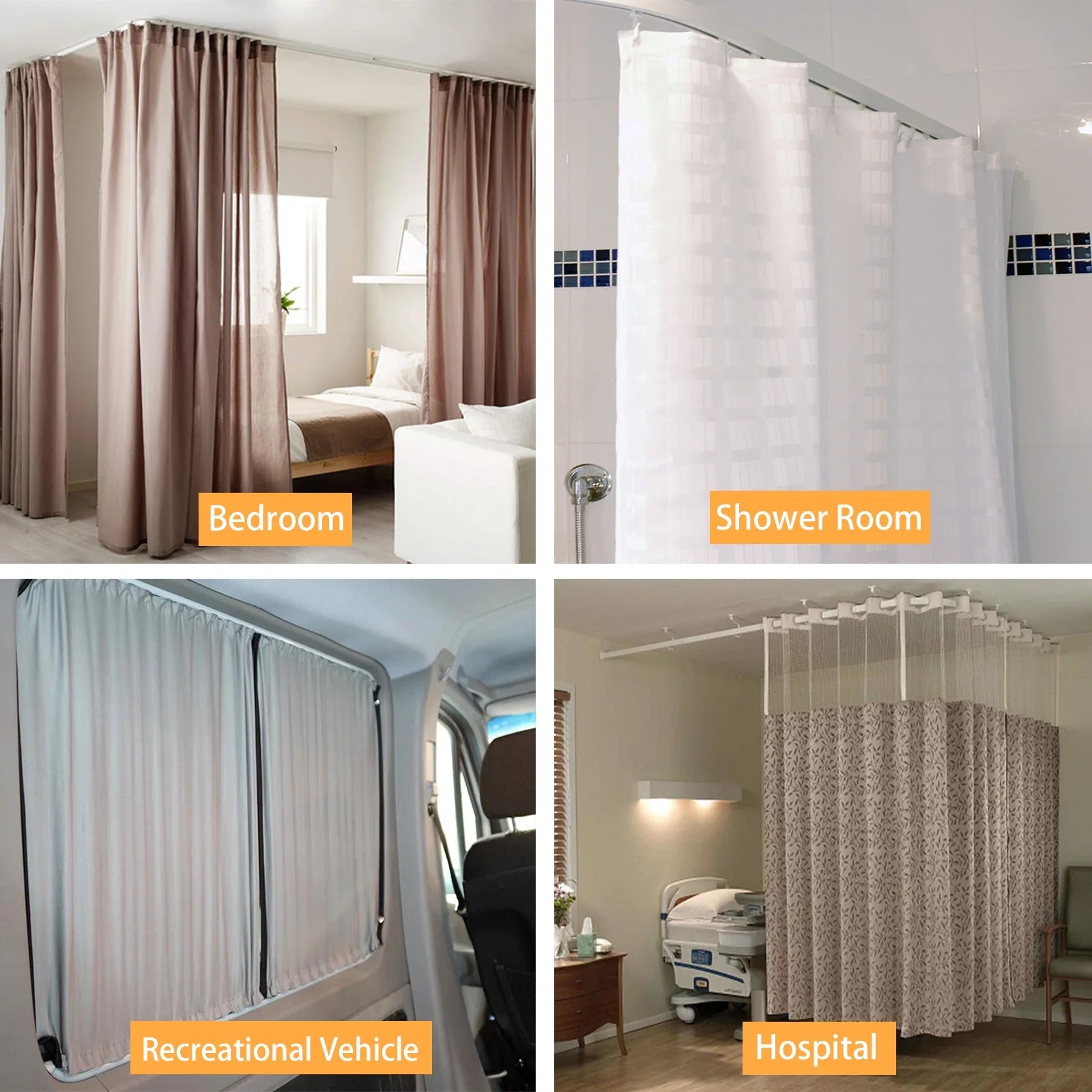 Flexible Ceiling Curtain Track,23 Ft Curved Curtain Rail with Mute Rollers,Bendable Mount for Shower Bay Window RV Curtain Room Divider