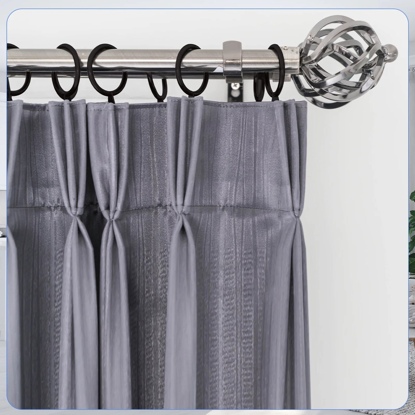 44 Pack Metal Drapery Curtain Rings, 1.75 Inch Inner Diameter, Heavy Duty Rustproof Metal Drapery Rings with Pinch Pleat Curtain Hooks, Decorative Clips Rings Fits up to 1.5" Rods