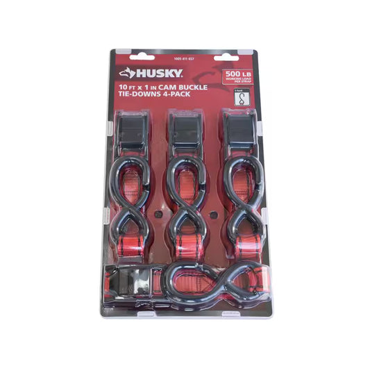 10 Ft. X 1 In. Cam Buckle Tie- Downs 4-Pack