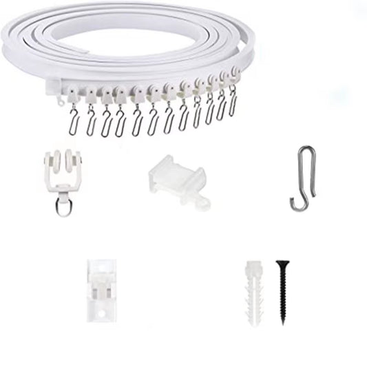 Curtain Rail White Modern Style Visible Track Nano Silencer Curtains Accessories Plastic Bendable Curtain Track