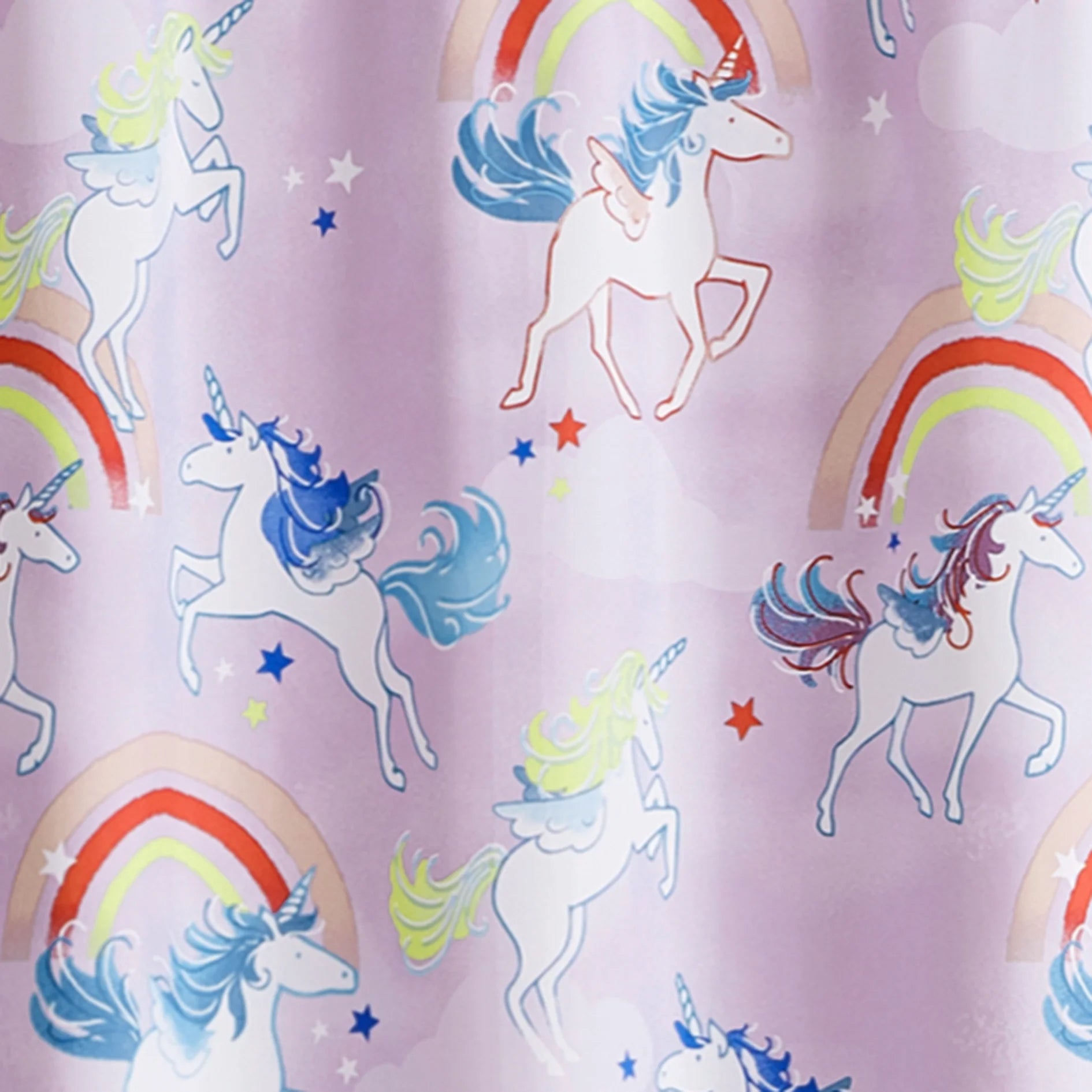 Print Room Darkening Curtain Panel Pair, Set of 2, Purple Unicorn, 30" W X 84"L