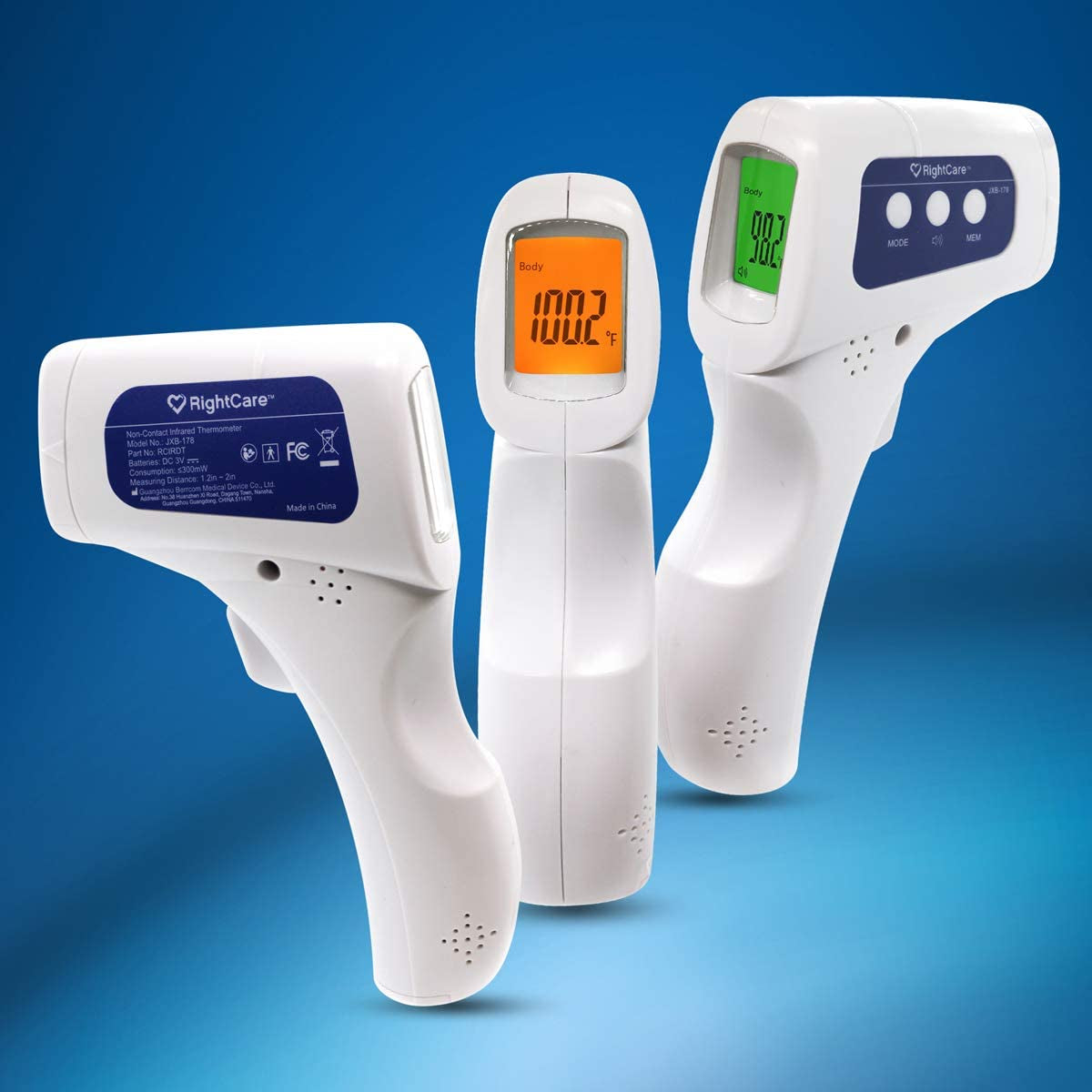 No-Touch Infrared Forehead Thermometer with Instant Results for School, Home, and Businesses, Case of 50