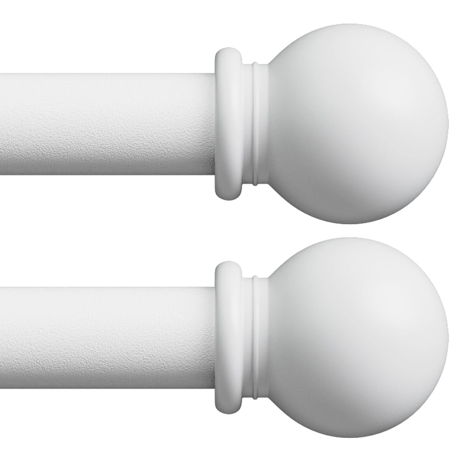 White Curtain Rods for Windows 28-48 Inch, 2 Pack 5/8" Curtain Rod Set with B...