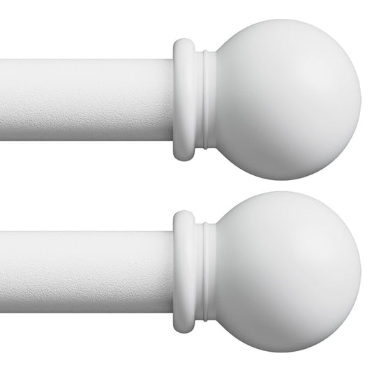 White Curtain Rods for Windows 28-48 Inch, 2 Pack 5/8" Curtain Rod Set with B...