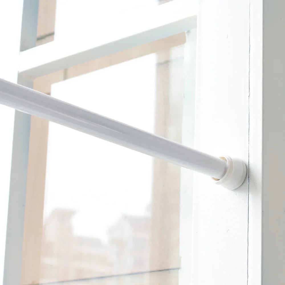 1 Pack Spring Tension Curtain Rod White Adjustable 15.75 to 27.56 Inches, Small Short Expandable Pressure Loaded Curtain Tension Rods for Kitchen, Wardrobe, Windows, Cupboard, Bathroom, Home Closet