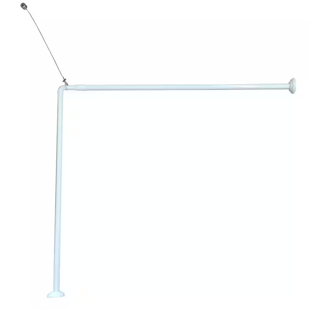 37" to 71"L - Width 31.5" Wall Mounted Adjustable L-Shaped Corner Bathtub Curtain Rod White