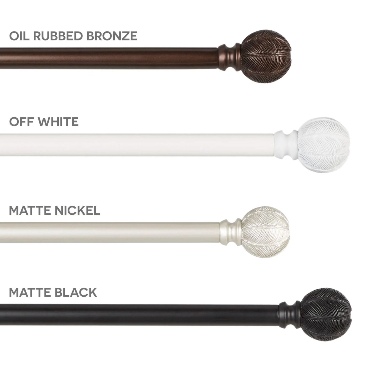 Acanthus 1" Window Curtain Rod and Finial Set, Adjustable 36"-72", Oil Rubbed Bronze