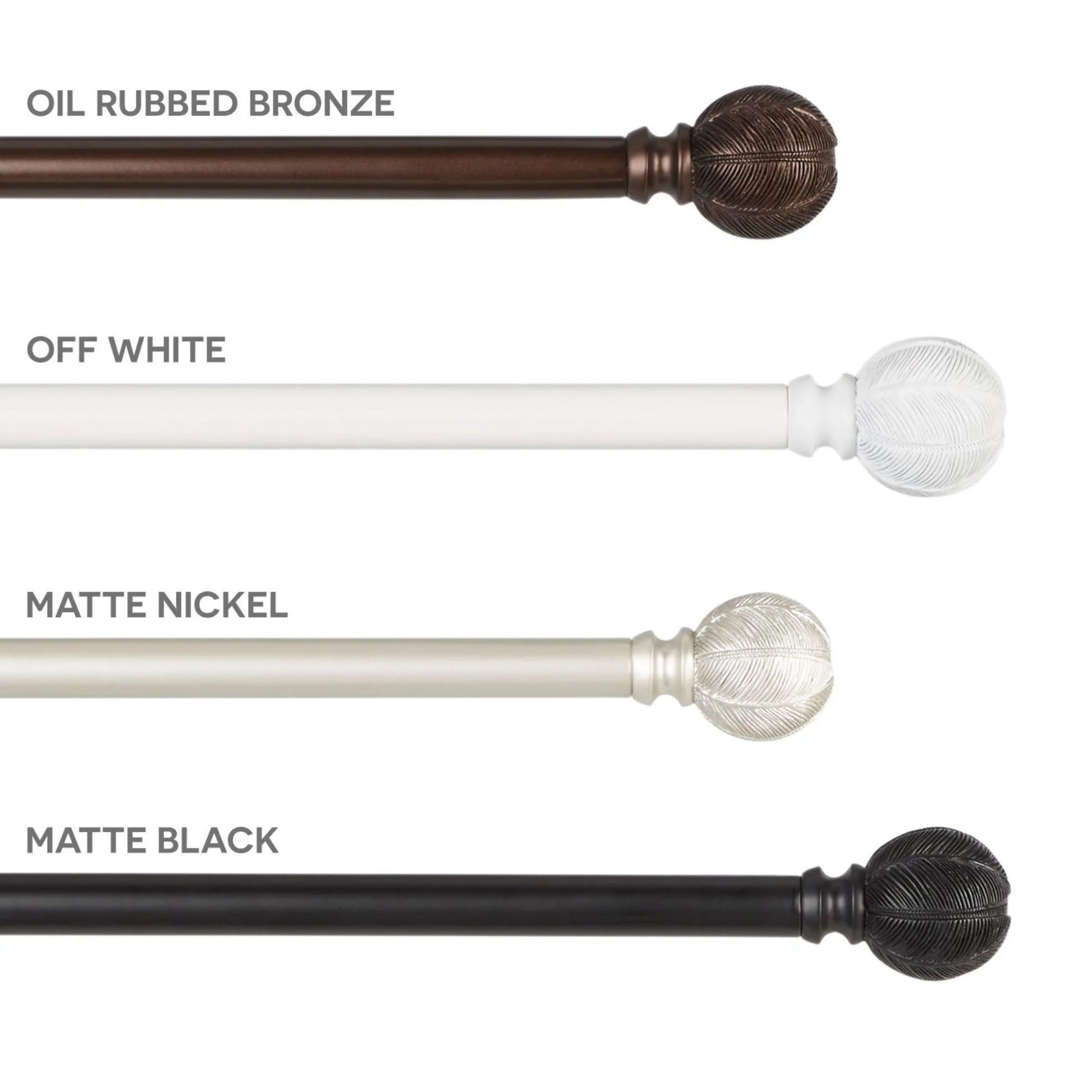 Acanthus 1" Window Curtain Rod and Finial Set, Adjustable 36"-72", Oil Rubbed Bronze