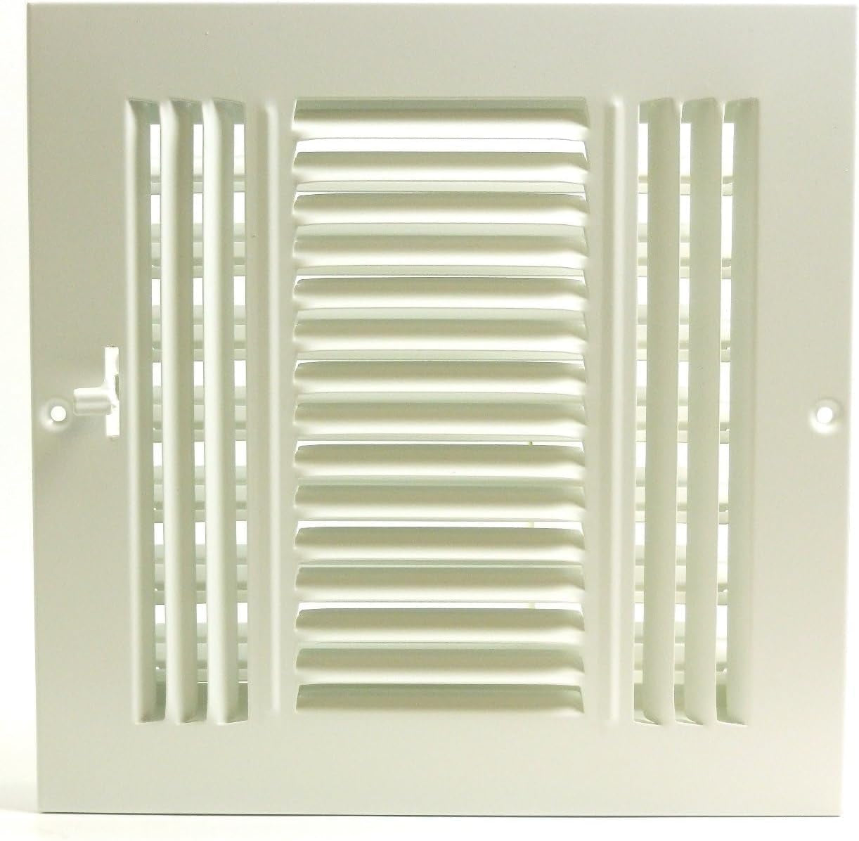 6" X 4" 3-Way AIR Supply Grille - Vent Cover & Diffuser - Flat Stamped Face - White [Outer Dimensions: 7.75"W X 5.75"H]