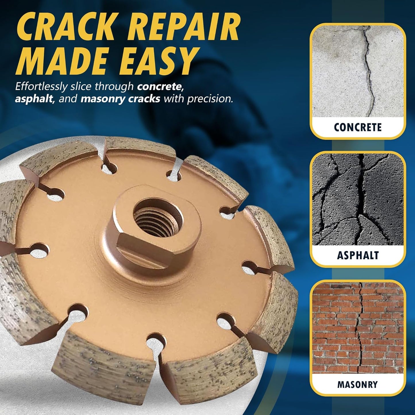 4.5" Crack Chaser Blade for Cured Concrete, Asphalt Repair or Joint Widen, 0.5" Width, 5/8"-11 Arbor