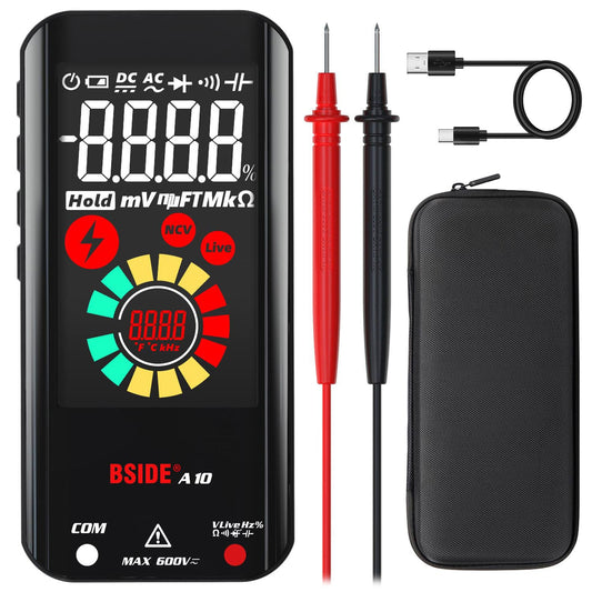 Rechargeable Digital Multimeter Color LCD 3 Results Display 6000 Counts Auto-Ranging Pocket Voltmeter Cap Duty Cycle Live Check Voltage Tester