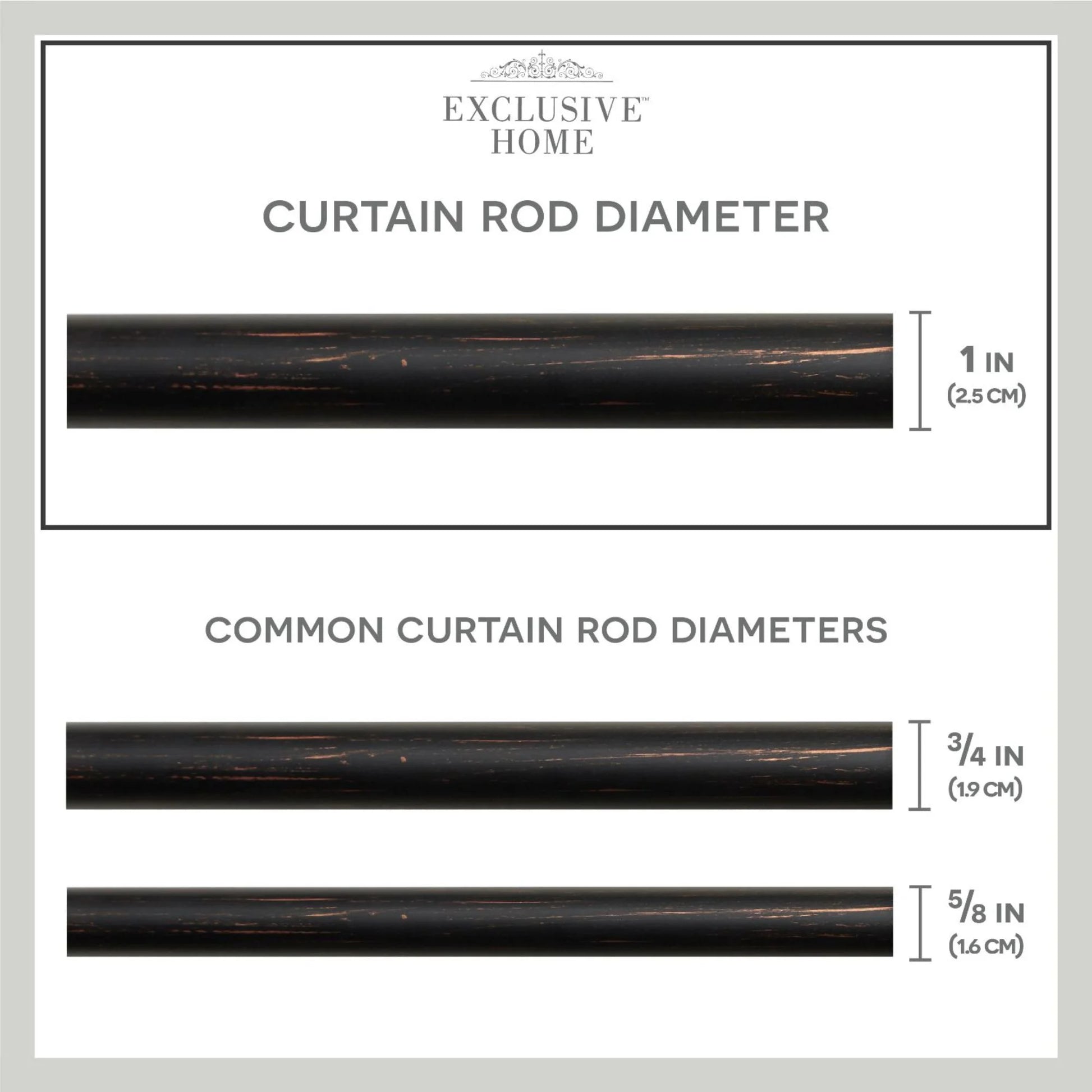Acanthus 1" Window Curtain Rod and Finial Set, Adjustable 36"-72", Oil Rubbed Bronze