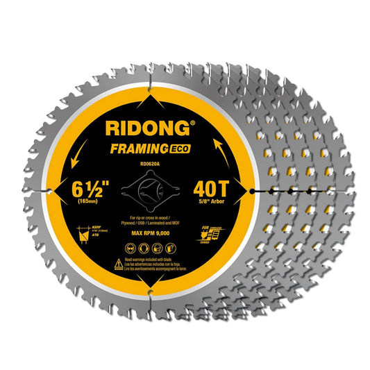 6-1/2 Inch 40 Tooth Circular Saw Blade with 5/8 Inch Arbor ATB Finishing for Wood Cutting(5-Packs)