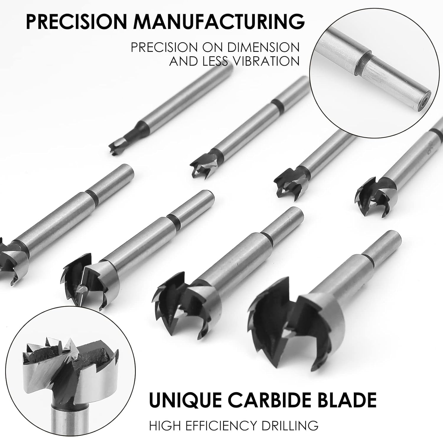 Forstner Bit Set 8Pcs - Forstner Bit Wood Drilling, Forstner Drill Bit with Center Positioning