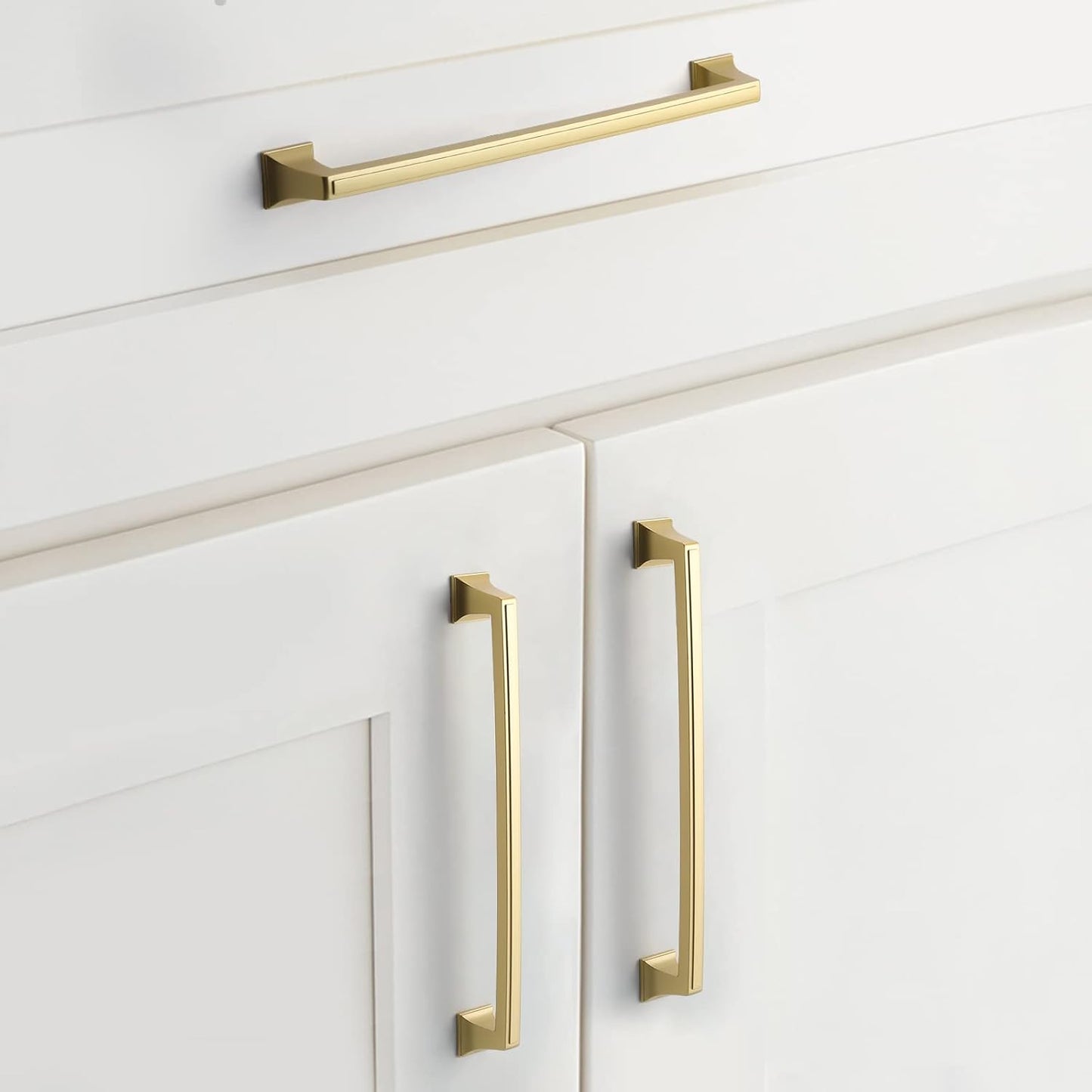 6 Pack Cabinet Handles Gold Cabinet Pulls 7-1/2 Inch Hole Center Drawer Pulls Modern Bar Dresser Handles for Bathroom Kitchen Bedroom, Zinc Alloy
