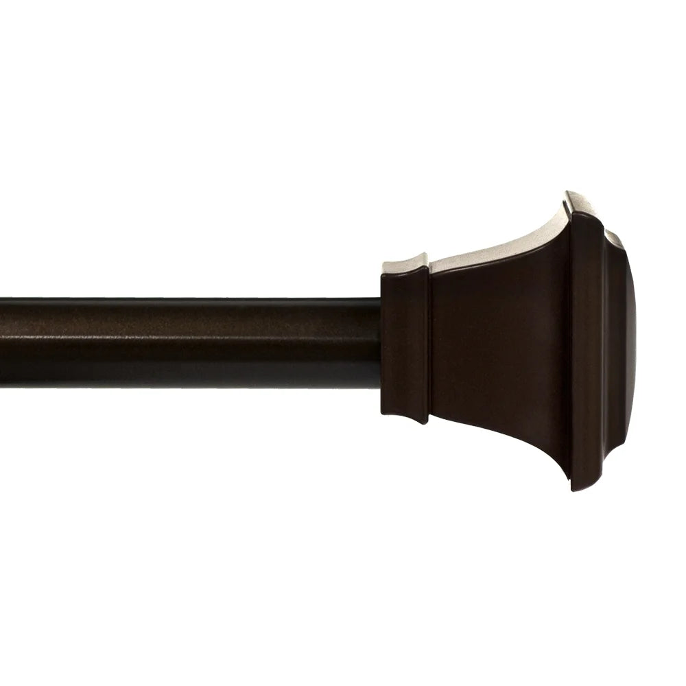 (2 Pack)  1" Bronze Square Single Curtain Rod Set, 30-84", Oil Rubbed Bronze