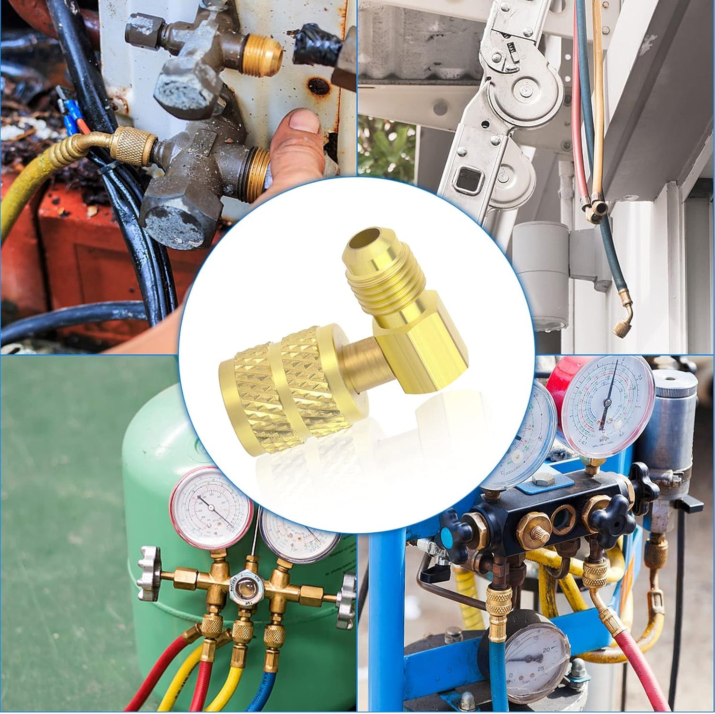 2 Pcs 90 Degrees Elbow R410A Hose Connector,5/16" SAE Female to 1/4" SAE Male Brass Adapter,Suitable for the Hvac/Refrigeration,Mini Split Systems