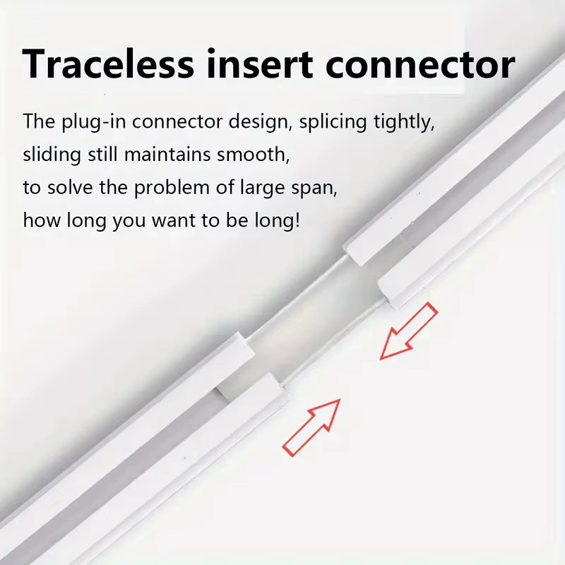 Self Adhesive or Perforated Dual-Purpose Curtain Track Ceiling or Wall Mount Nano Silent Curtain Slide Rod for Curtains and Cabi