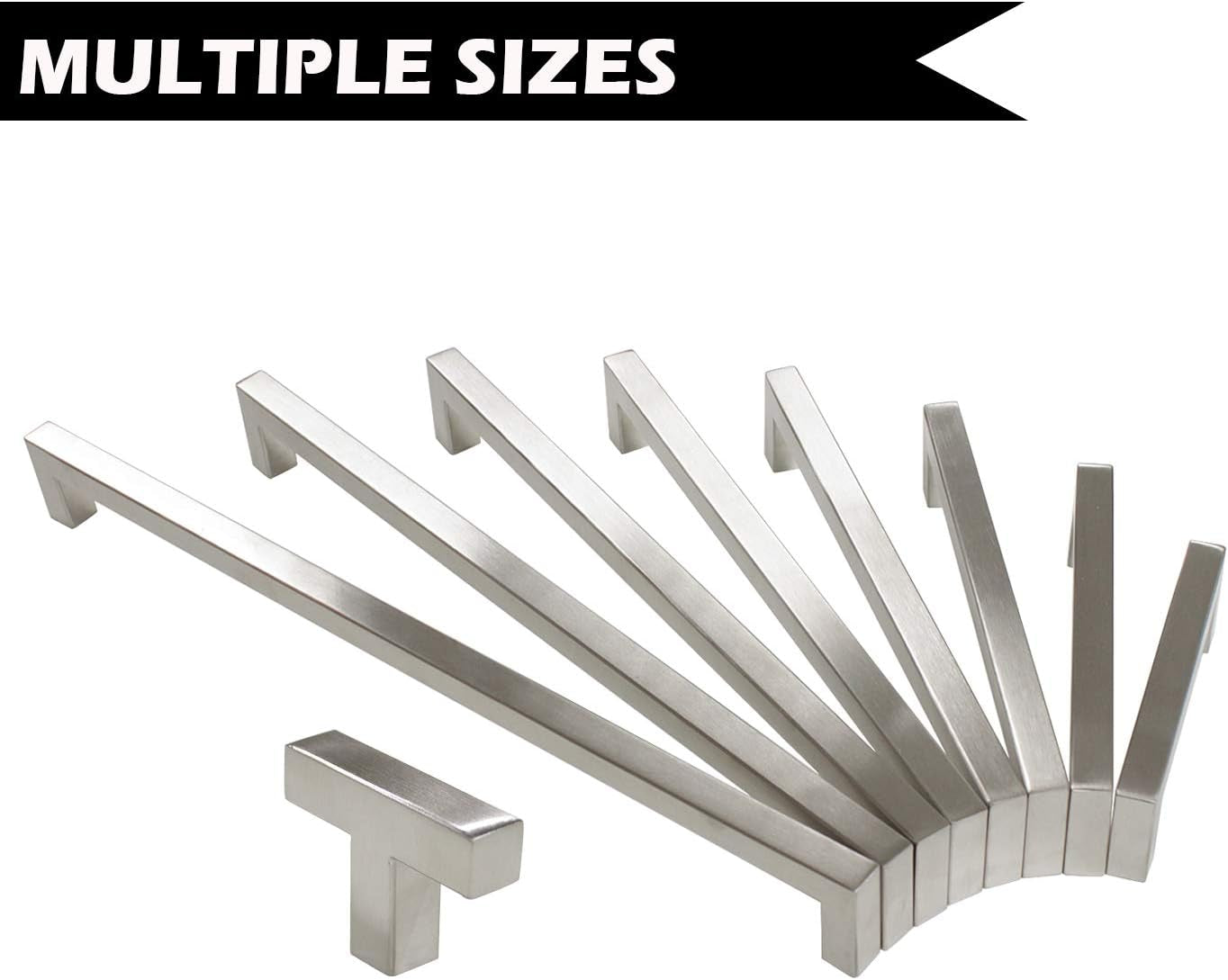 6 3/10 Inch Cabinet Handles Brushed Nickel Drawer Pulls 30 Pack/Square Kitchen Cupboard Pulls Satin Nickel Finished 90Mm Hole Centers
