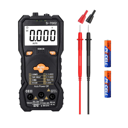 6000 Counts TRMS Digital Multimeter, Auto-Ranging Ohmmeter Voltage Tester with NCV Function for Measure Voltage Current Resistance Diodes Continuity, Black