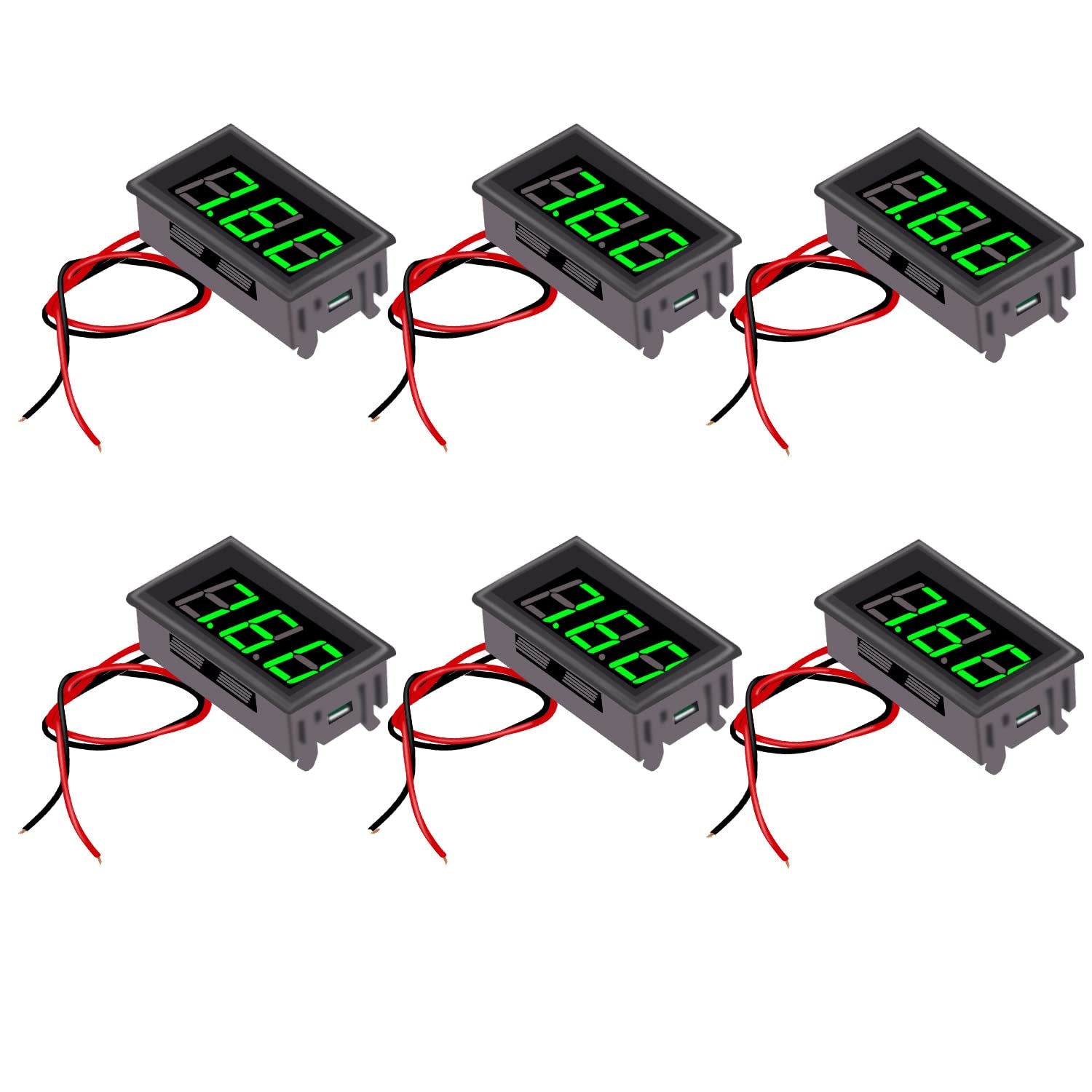 6PCS 2 Wire Green DC 4.5-30V 0.56" LED Panel Digital Display Voltage Meter Mini DC Digital Voltmeter