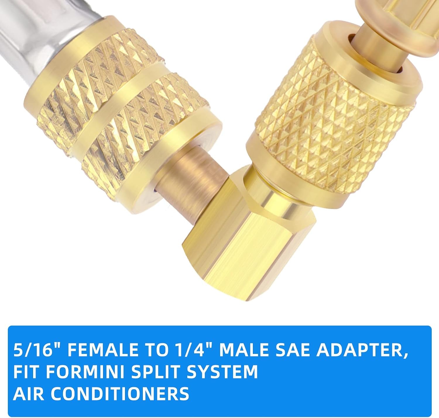 2 Pcs 90 Degrees Elbow R410A Hose Connector,5/16" SAE Female to 1/4" SAE Male Brass Adapter,Suitable for the Hvac/Refrigeration,Mini Split Systems