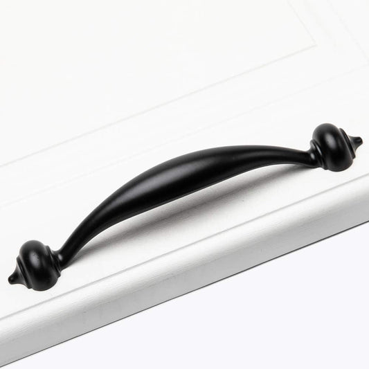 10-Pack  5-Inch Hole Center Flat Black Traditional Arch Curved Kitchen Cabinet Hardware Handle Pull -For Kitchen Cupboard Door, Bedroom Dresser Drawer (128Mm CC, Style B-Black)