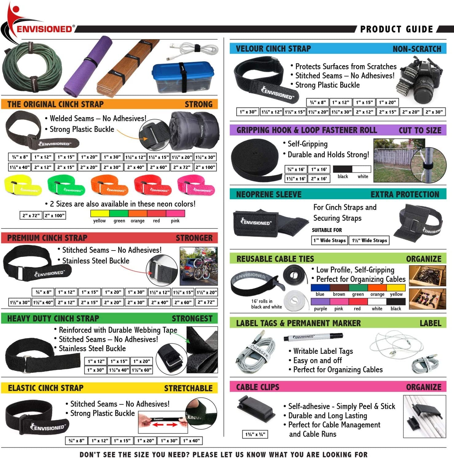 Premium Cinch Straps with Stainless Steel Metal Ring (Buckle), Reusable Durable Hook and Loop, Multipurpose Securing Straps 3/4" X 8" - 8 Pack plus 2 Bonus