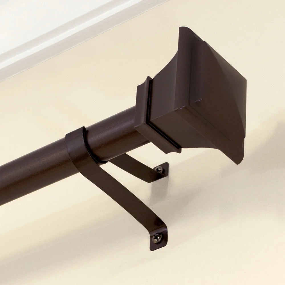 (2 Pack)  1" Bronze Square Single Curtain Rod Set, 30-84", Oil Rubbed Bronze