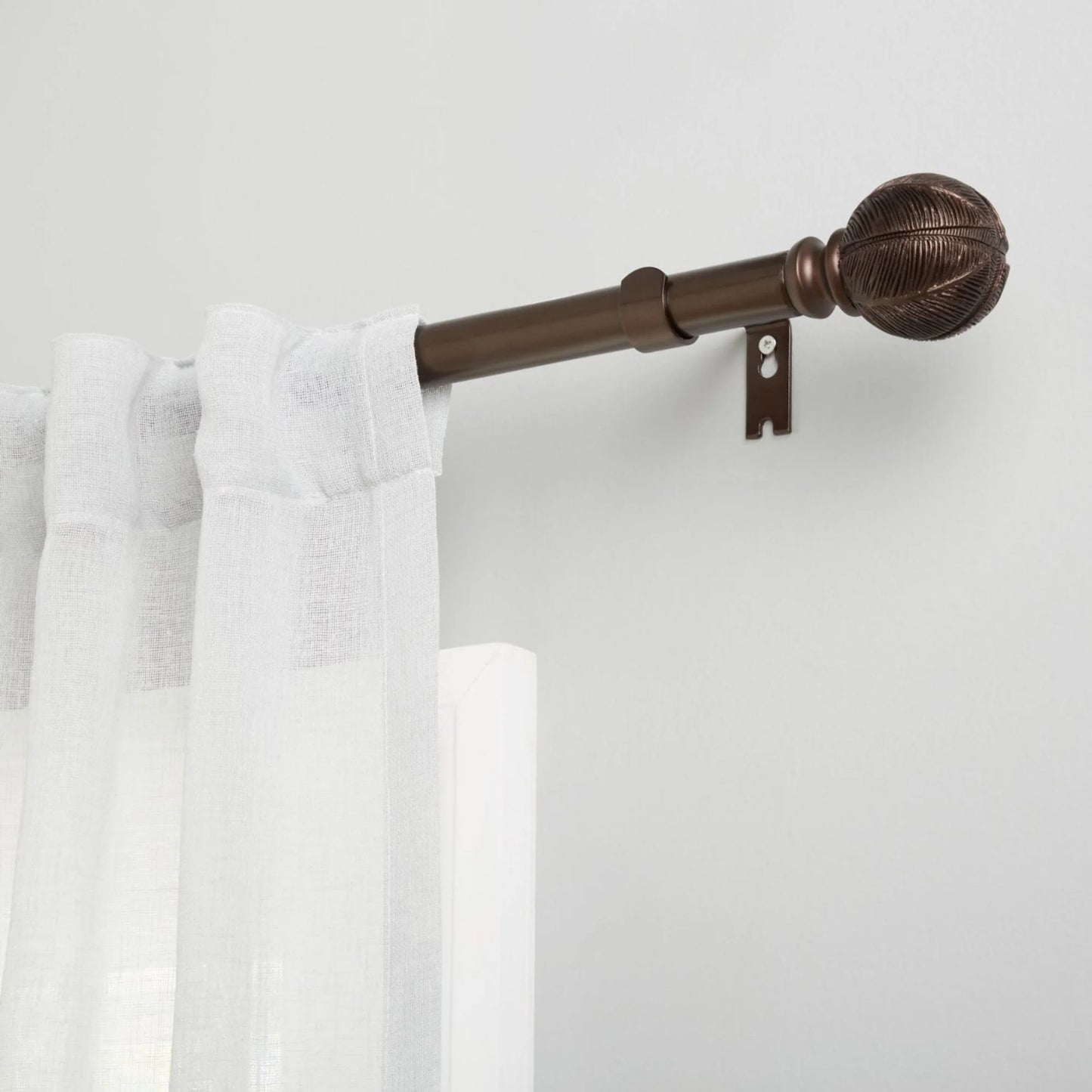 Acanthus 1" Window Curtain Rod and Finial Set, Adjustable 36"-72", Oil Rubbed Bronze
