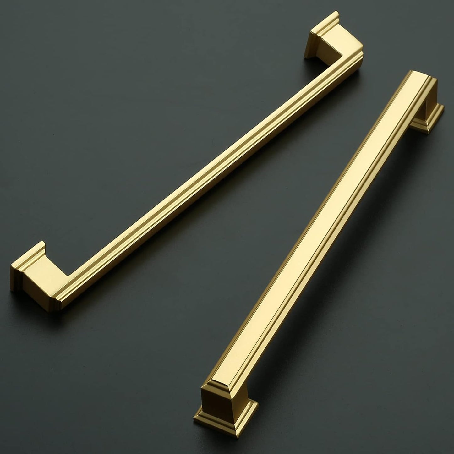 10 Pack Brushed Gold Cabinet Pulls 7-1/2 Inch Hole Center Drawer Pulls Cabinet Hardware Solid Kitchen Cabinet Handles for Bathroom Drawer Pulls Dresser Pulls ZH0001