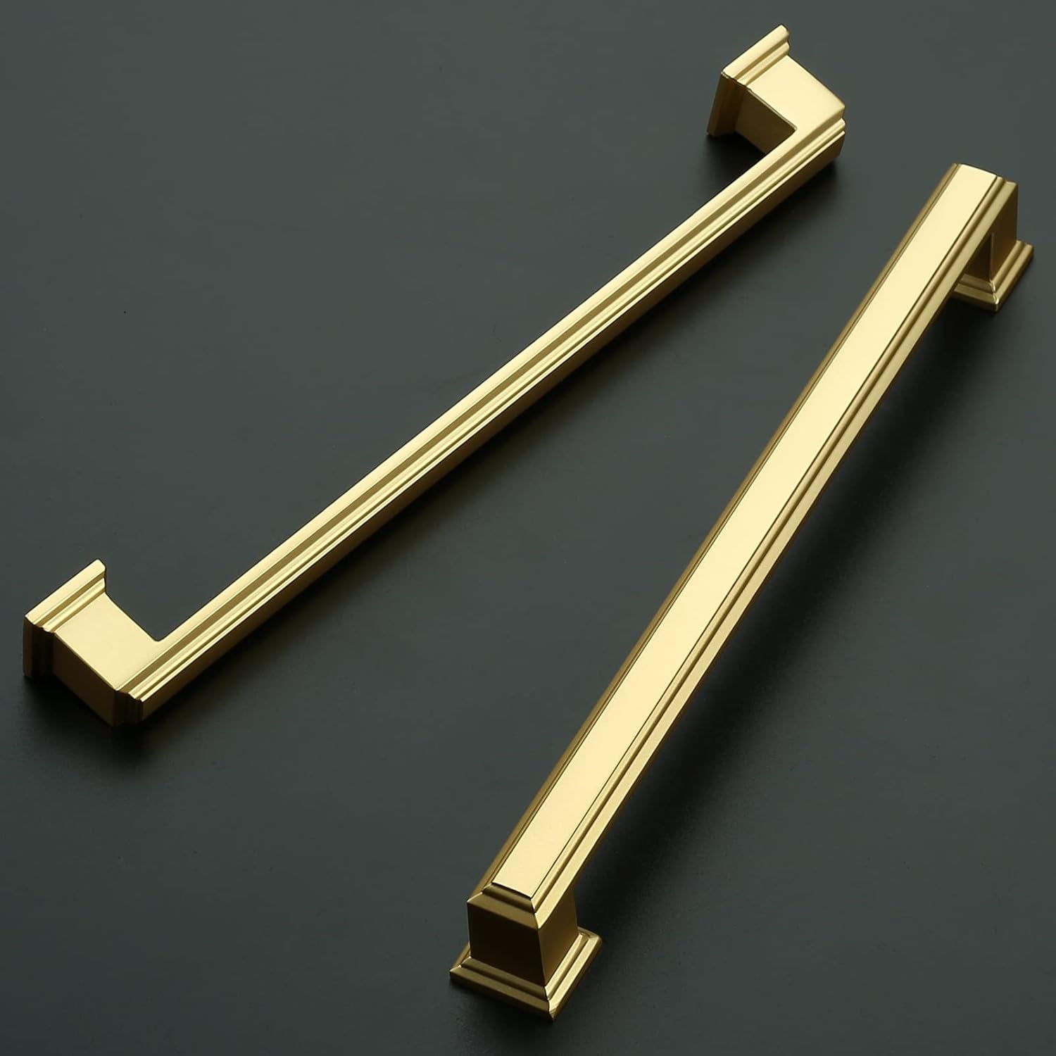 10 Pack Brushed Gold Cabinet Pulls 7-1/2 Inch Hole Center Drawer Pulls Cabinet Hardware Solid Kitchen Cabinet Handles for Bathroom Drawer Pulls Dresser Pulls ZH0001