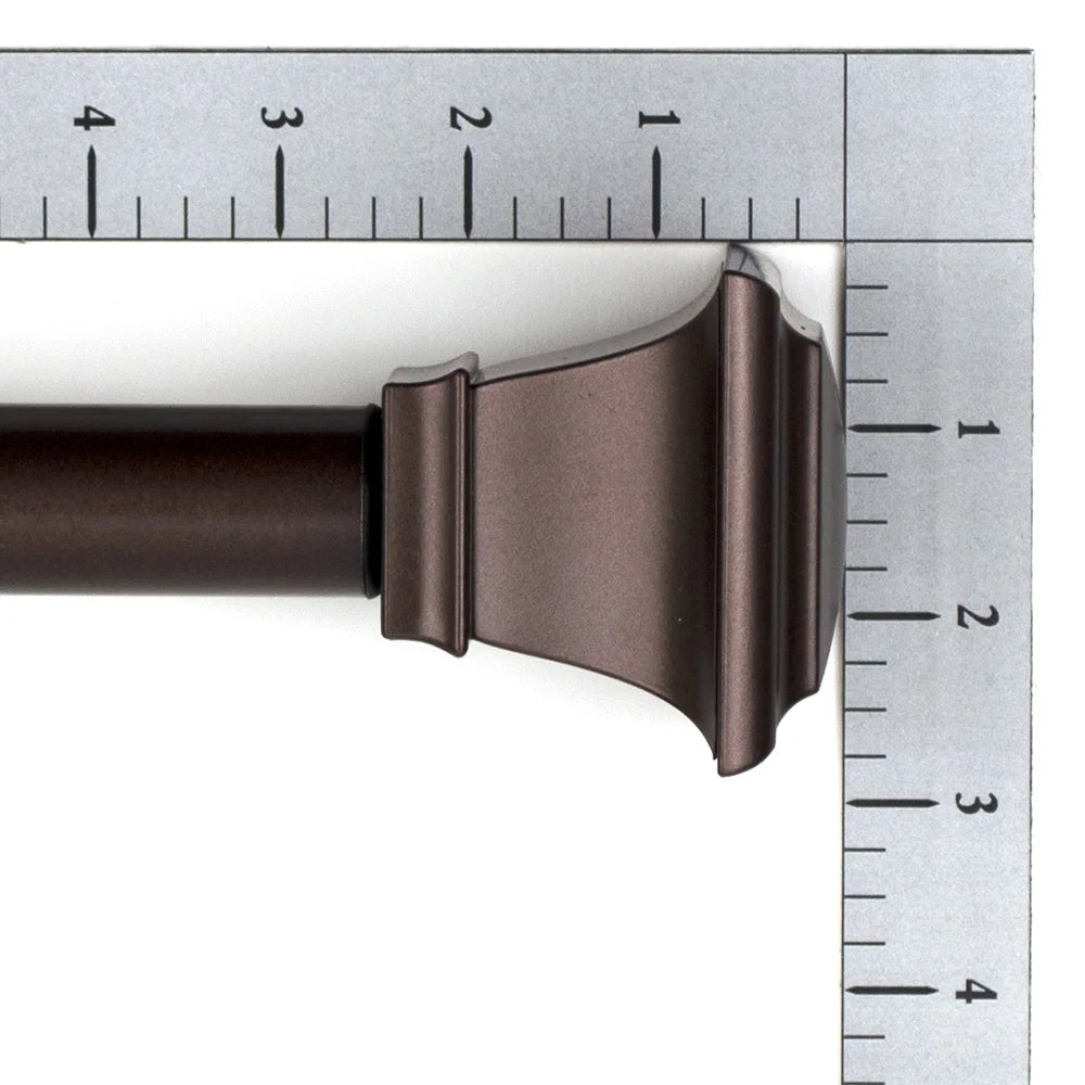 (2 Pack)  1" Bronze Square Single Curtain Rod Set, 30-84", Oil Rubbed Bronze