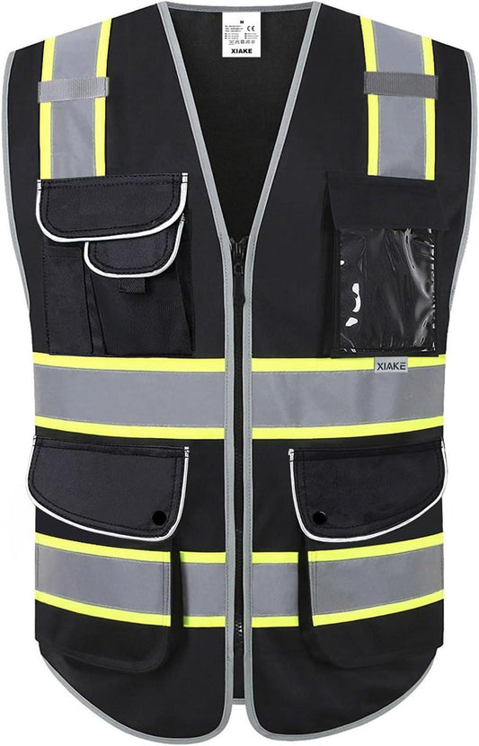 9 Pockets Class 2 High Visibility Reflective Safety Vest for Men Women Work Construction Vest