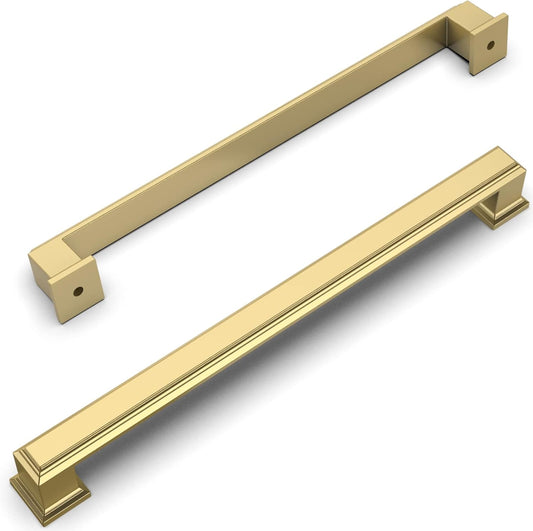10 Pack Brushed Gold Cabinet Pulls 7-1/2 Inch Hole Center Drawer Pulls Cabinet Hardware Solid Kitchen Cabinet Handles for Bathroom Drawer Pulls Dresser Pulls ZH0001