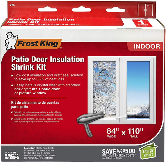 V76H Indoor Shrink Door Kit, 84In X 110In, Patio Door, Clear