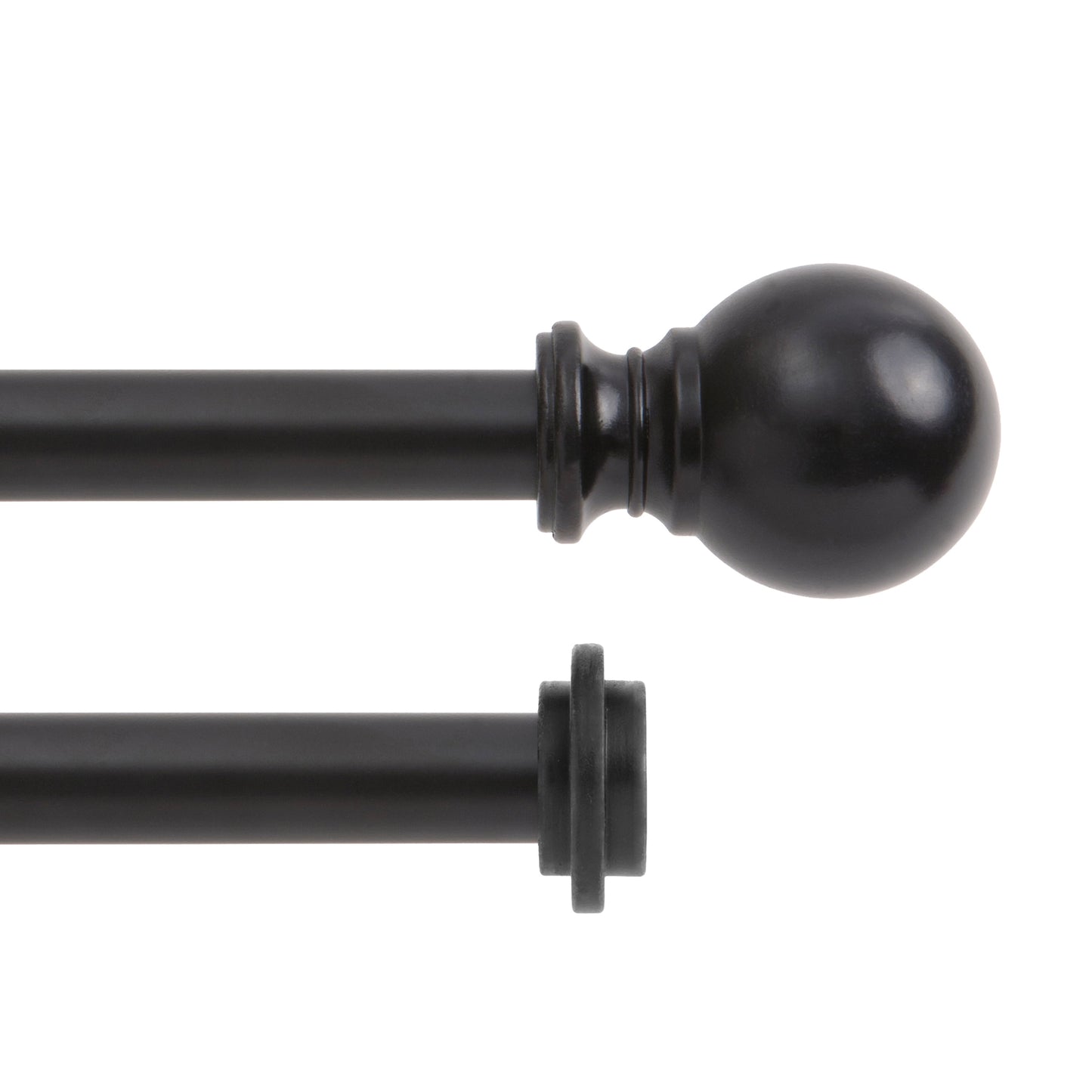 5/8" Matte Black Ball Double Curtain Rod, 66-120"