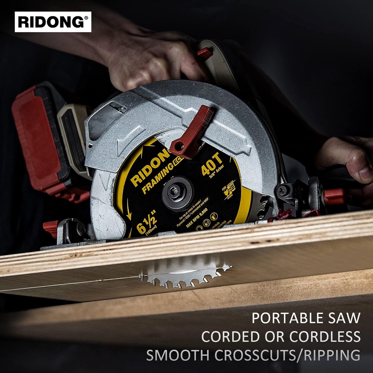 6-1/2 Inch 40 Tooth Circular Saw Blade with 5/8 Inch Arbor ATB Finishing for Wood Cutting(5-Packs)