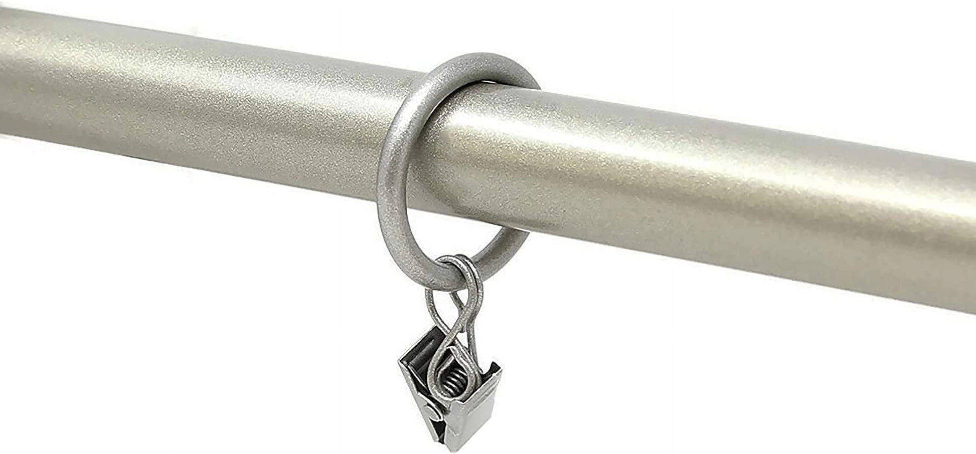 1" Metal Curtain Rod Rings with Clips and Eyelets, Fits up to 3/4″ Rod – Durable Drapery Rings for Smooth Gliding & Secure Grip, 40 Pieces, Pewter