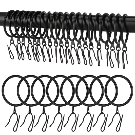 44 Pack Metal Drapery Curtain Rings, 1.75 Inch Inner Diameter, Heavy Duty Rustproof Metal Drapery Rings with Pinch Pleat Curtain Hooks, Decorative Clips Rings Fits up to 1.5" Rods