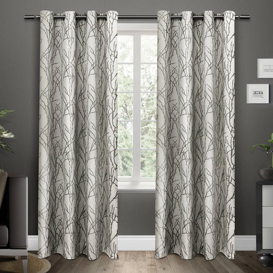 Modern Silver Adjustable Single Curtain Rods Set, 83"-120" with Smart Technology
