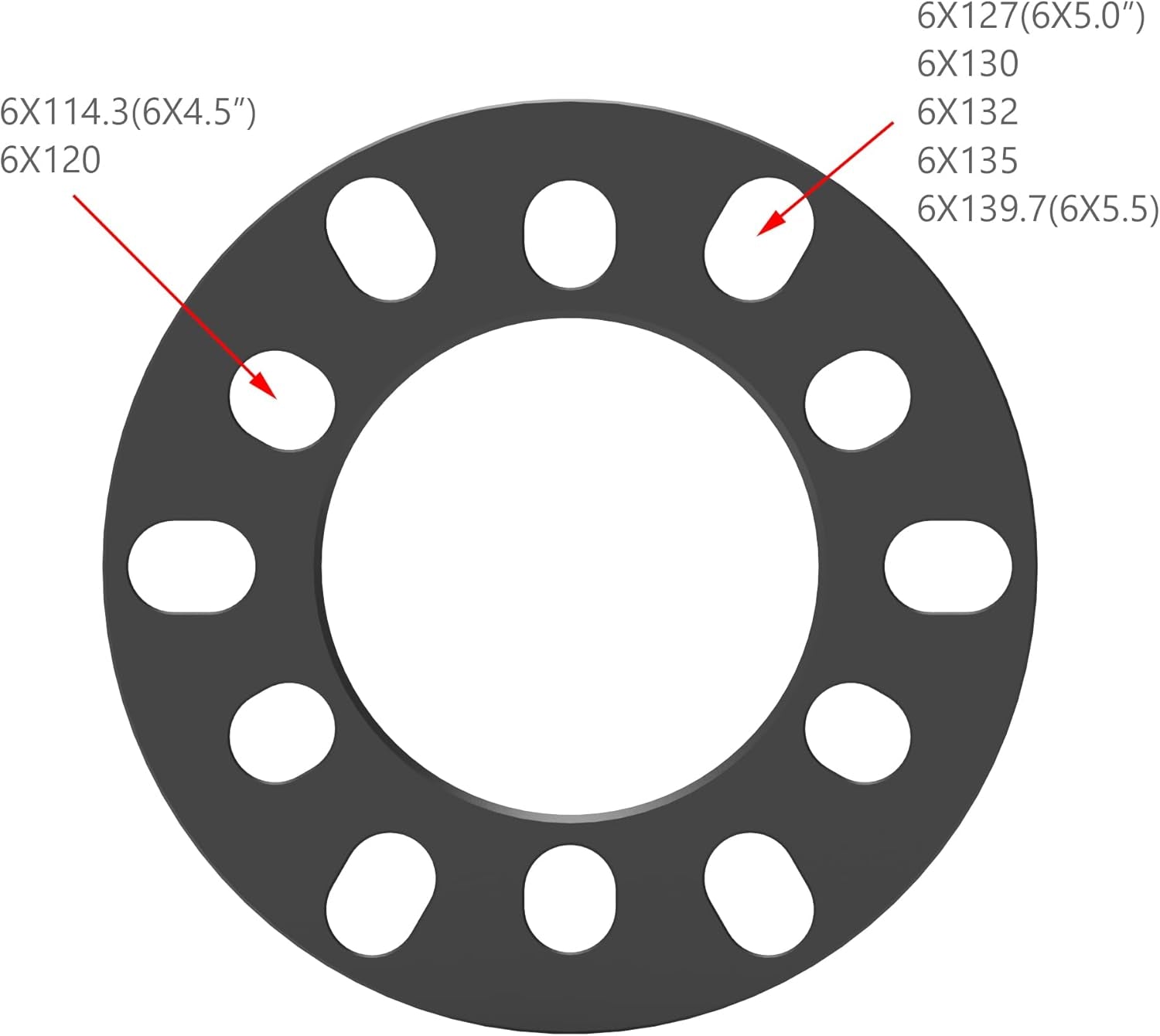 Wheel Spacer, 12Mm Thickness(1/2Inch), Fit 6 Lugs Pattern 6X114.3, 6X120, 6X127, 6X130, 6X132, 6X135, 6X139.7,Forged 6061 Aluminum, Anodised Black Surface, Pack of 2.